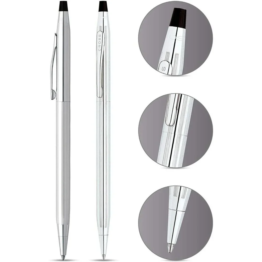 Cross Classic Ballpoint Pen Century Lustrous Chrome Twist Action 3502 Boxed New